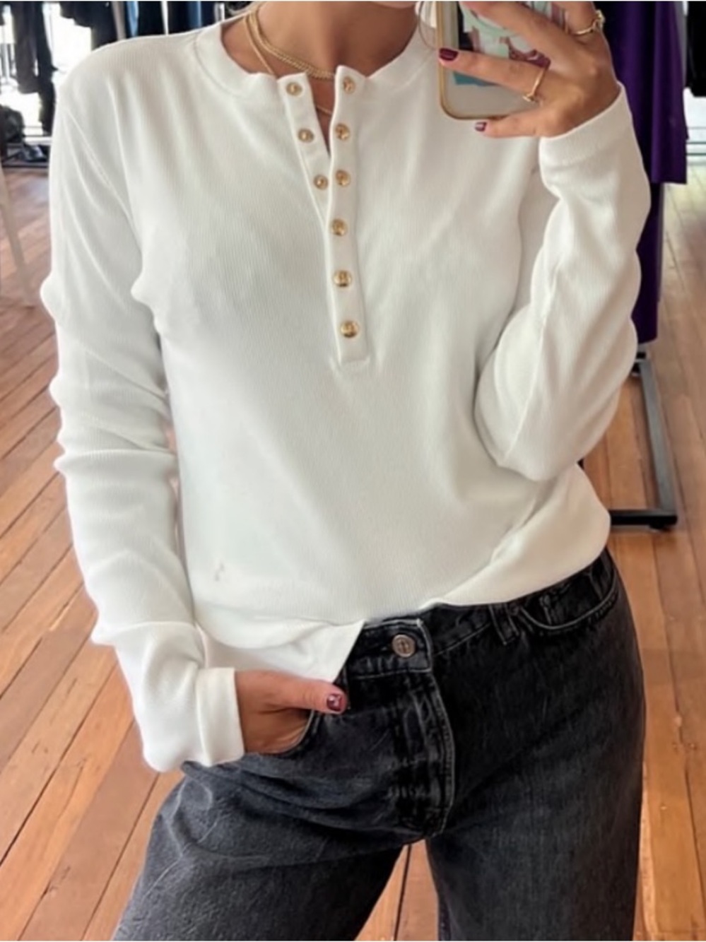 ANINE BING
Alessia Long Sleeve Tee in Ivory XS